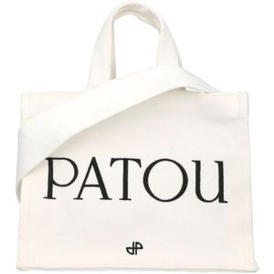 Patou, Tassen, Dames, Wit, ONE Size, Katoen, Witte Canvas Tote Tas met Logo