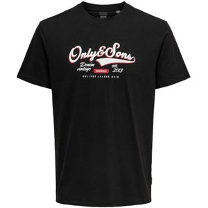 Only & Sons, Casual Katoenen T-Shirt Zwart, Heren, Maat:S