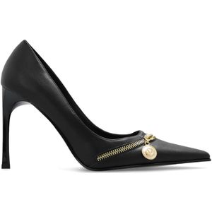 Versace Jeans Couture, Schoenen, Dames, Zwart, 39 EU, Leer, Pumps met decoratieve rits