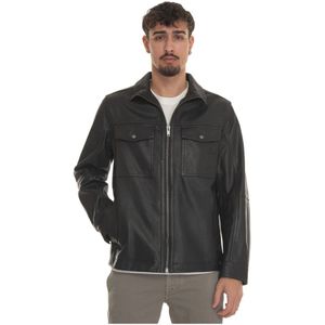 Boss, Jassen, Heren, Zwart, L, Leer, Jonova 1 leather harrington jacket