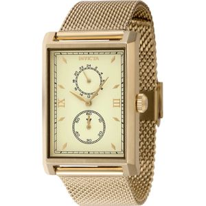 Invicta Watches, Accessoires, Heren, Geel, ONE Size, Vintage Heren Quartz Horloge - Gouden Wijzerplaat