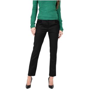 Silvian Heach, Broeken, Dames, Zwart, S, Polyester, Slim-Fit Broek met Borduursel