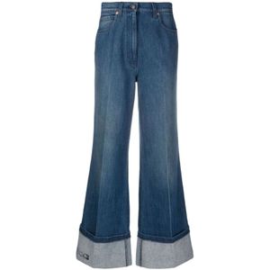 Gucci, Jeans, Dames, Blauw, W29, Katoen, Blauwe High-Rise Wide-Leg Jeans