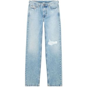 Diesel, Jeans, Heren, Blauw, W32, Katoen, Blauwe Losse Regular Straight Jeans