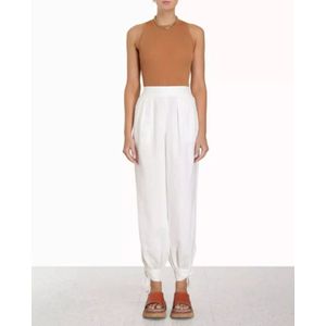 Zimmermann, Broeken, Dames, Wit, L, Linnen, Ivory Harem Style Linen Pants