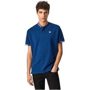 Pepe Jeans, Tops, Heren, Blauw, M, Regal Blue Polo Shirt met Gestreepte Details
