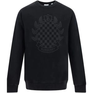 Burberry, Sweatshirts & Hoodies, Heren, Zwart, L, Katoen, Zwarte Katoenen Sweatshirt met Lange Mouwen