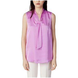 Sandro Ferrone, Blouses & Shirts, Dames, Roze, L, Polyester, Roze Mouwloze Blouse Lente/Zomer Stijl