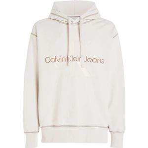 Calvin Klein Jeans, Sweatshirts & Hoodies, Heren, Beige, S, Katoen, Heren Hoodie