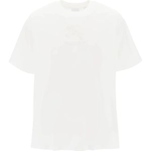 Burberry, Tops, Heren, Wit, L, Katoen, Geborduurde EKD Oversized T-shirt