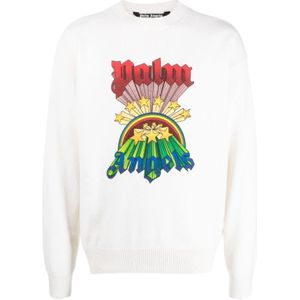 Palm Angels, Sweatshirts & Hoodies, Heren, Wit, M, Regenboog Urban Sweater