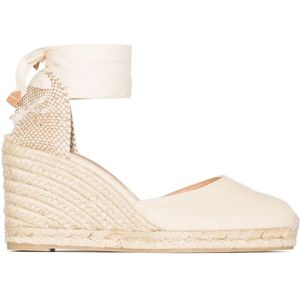 Castañer, Witte Sleehak Espadrilles Wit, Dames, Maat:40 EU