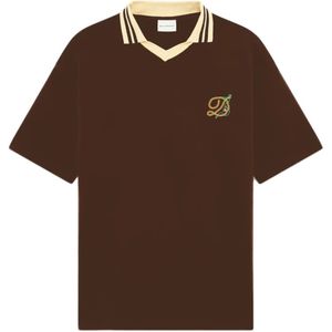 Drole de Monsieur, Tops, Heren, Bruin, L, Katoen, Bruine Interlock Polo Dubbele Kraag