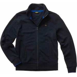 Blauer, Sweatshirts & Hoodies, Heren, Blauw, M, Katoen, Blauwe Sweater met Rits en Zakken