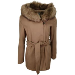 Hollies, Mantels, Dames, Beige, S, Polyester, Faux Fur Hooded Jacket