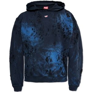 Diesel, ‘S-Boxt-Hood’ hoodie met logo Blauw, Heren, Maat:S