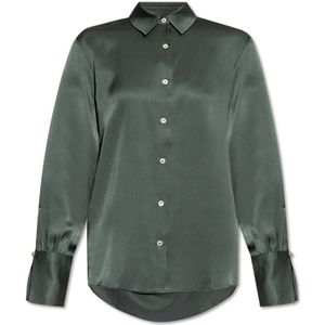 Anine Bing, Blouses & Shirts, Dames, Groen, L, Zijden shirt