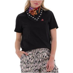 Scotch & Soda, Blouses & Shirts, Dames, Zwart, L, Katoen, Regular-fit katoenen T-shirt met afneembare bandana