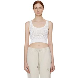 John Richmond, Tops, Dames, Wit, M, Nylon, Mouwloze Top