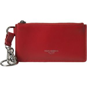 Dolce & Gabbana, Accessoires, Heren, Rood, ONE Size, Leer, Rode Leren Rits Portemonnee