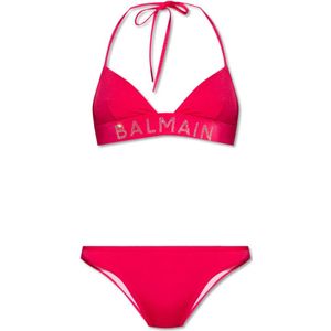 Balmain, Badkleding, Dames, Roze, 2Xs, Bikini met logo