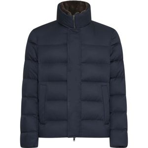 Herno, Jassen, Heren, Blauw, 4Xl, Nylon, Navy Blue Quilted Bomber Jacket