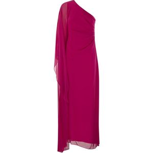 Max Mara Studio, Eén-schouder Zijden Georgette Jurk Roze, Dames, Maat:XS