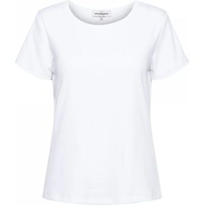 &Co Woman, Tops, Dames, Wit, M, Katoen, Geribbeld T-shirt met korte mouwen