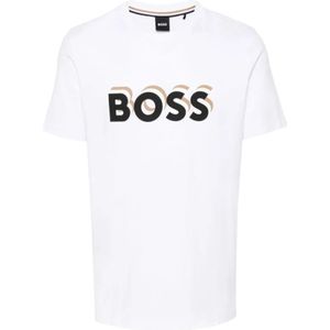 Hugo Boss, Logo Print T-shirt Wit, Heren, Maat:L