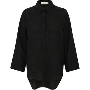 Soaked in Luxury, Zwarte Blouse met Korte Mouwen Zwart, Dames, Maat:M