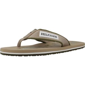 Tommy Hilfiger, Schoenen, Heren, Beige, 44 EU, Strand Patch Flip Flops