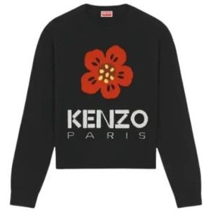 Kenzo, Sweatshirts & Hoodies, Dames, Zwart, M, Wol, Boke Flower Trui met Lange Mouwen