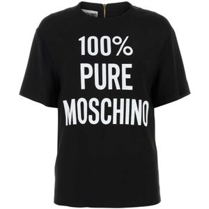 Moschino, Tops, Dames, Zwart, XS, Zwarte crepe T-shirt - Stijlvol en veelzijdig