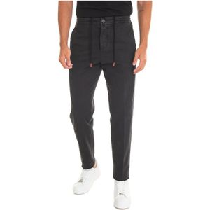 Kiton, Broeken, Heren, Zwart, W40, Katoen, Joggingbroek met stalen knoopsluiting