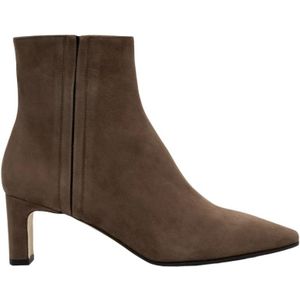 Parallele, Schoenen, Dames, Bruin, 36 1/2 EU, Suède, Taupe Suède Laars met Vierkante Neus