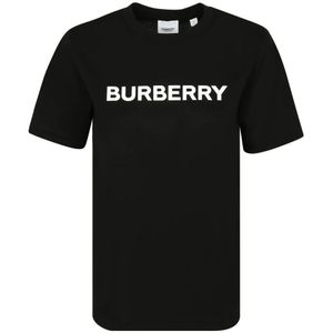 Burberry, Tops, Dames, Zwart, 3Xs, Katoen, Logo Print T-Shirt