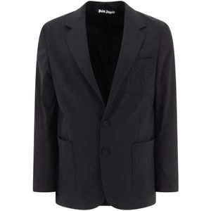 Palm Angels, Monogram Wollen Blazer Zwart, Heren, Maat:M