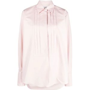 Jil Sander, Blouses & Shirts, Dames, Roze, S, Katoen, Roze Katoenen Blouse met Plooien
