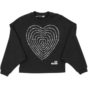 Love Moschino, Sweatshirts & Hoodies, Dames, Zwart, S, Katoen, Zwarte Katoenen Sweatshirt