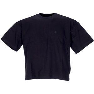 Carhartt Wip, Tops, Dames, Zwart, M, Katoen, Zwarte Crew Neck T-shirt met Logo