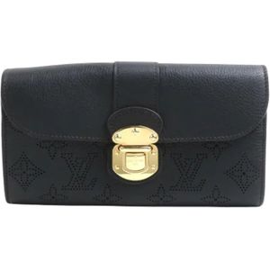 Louis Vuitton Vintage, Pre-owned, Dames, Zwart, ONE Size, Leer, Tweedehands leren portemonnees