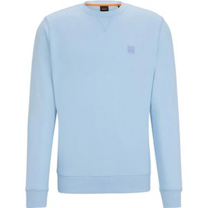 Hugo Boss, Sweatshirts & Hoodies, Heren, Blauw, 6Xl, Katoen, Blauwe Sweater Ronde Hals Katoen