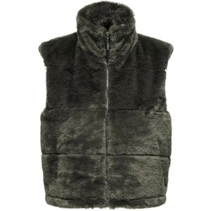 Only, Jassen, Dames, Groen, 2Xl, Imitatiebont Gilet Thunderstorm Groen