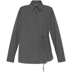 Jil Sander, Blouses & Shirts, Dames, Grijs, S, Wol, Wollen overhemd