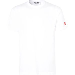 Comme des Garçons Play, Tops, Heren, Wit, XL, Katoen, Wit Katoenen T-Shirt met Zijlogo