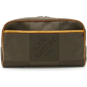 Louis Vuitton Vintage, Pre-owned, Dames, Grijs, ONE Size, Tweed, Pre-owned Canvas clutches