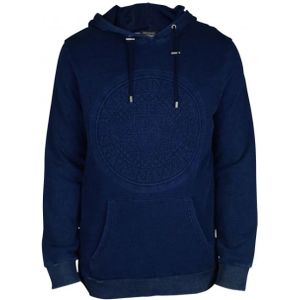 Balmain, Sweatshirts & Hoodies, Heren, Blauw, M, Denim, Navy Blauwe Denim Effect Sweatshirt met Ingelegd Logo