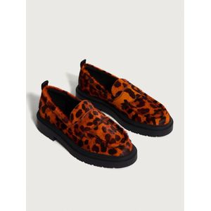 Hoff, Schoenen, Dames, Bruin, 35 EU, Dierenprint Oranje Mocassin Schoenen