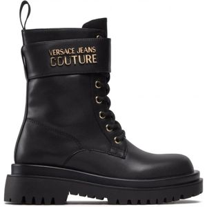 Versace Jeans Couture, Schoenen, Dames, Zwart, 40 EU, Gevechtslaarzen