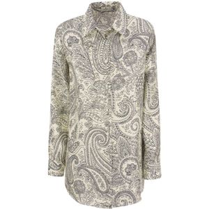 Etro, Stijlvolle Zijden Overhemd met Paisley Print Wit, Dames, Maat:2XS